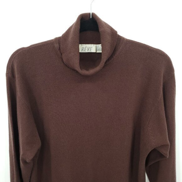 VTG Ton Reve 100% Cashmere Turtleneck Sweater L Brown - Picture 5 of 14